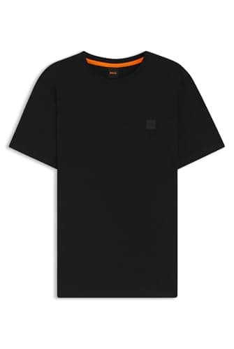 Image of BOSS Mens Tales Logo-Patch T-Shirt in Cotton Jersey