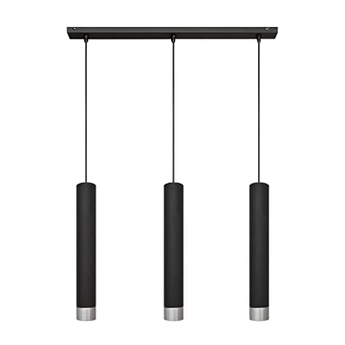 Image of Helam Tuba Straight Bar Pendant Ceiling Light Black, Chrome 60cm