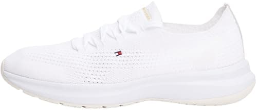 Image of Tommy Hilfiger Women’s Knit Low Top Runner Trainers, White (White), 4