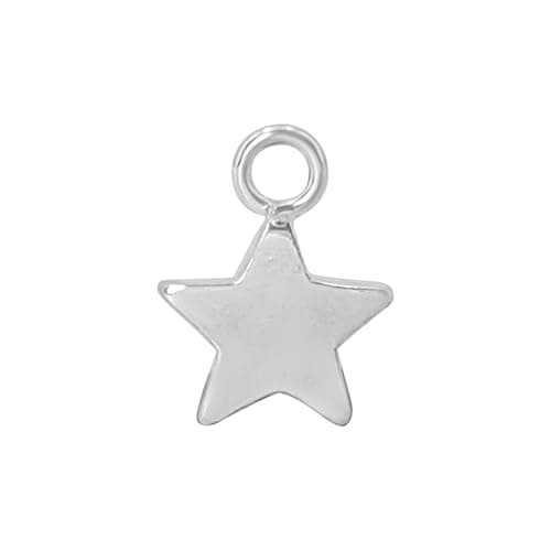 Image of Silverly Sterling Silver Flat Star Charm for Earrings and Charm Bracelet - Small Star Bead for Jewellery Making - 925 Silver Celestial Charms - Cute Tiny Jewellery Making Supplies