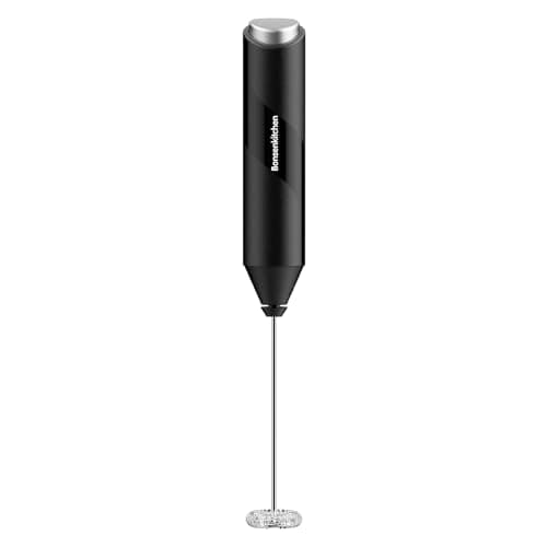 Image of Bonsenkitchen Milk Frother Handheld, Electric Milk Foam Maker with Stainless Steel Whisk, Hand Drink Mixer for Coffee, Lattes, Cappuccino, Matcha, Battery Operated, Electric Stirrer Coffee Mixer Wand