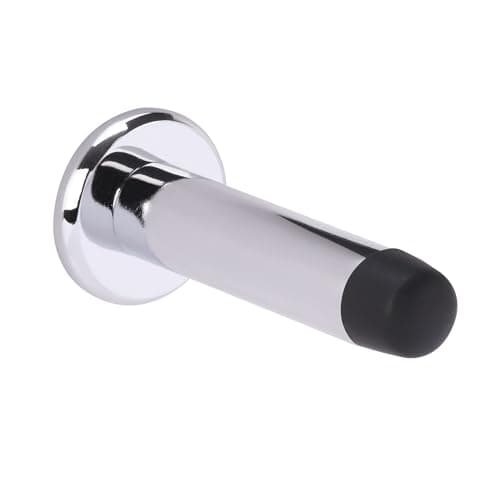 Image of DIRECT DOOR HANDLES® 75mm Projection Skirting or Wall Mounted Door Stop Concealed Fix with Rubber Buffer in Polished Chrome with Fixing Screws