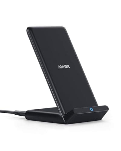 Image of Anker Wireless Charger, PowerWave Stand, Qi-Certified for iPhone 15/14/13/12 Series, SE, 11, 11 Pro, 11 Pro Max, XR, Xs Max, 10W Fast-Charging Galaxy S20 S10 S9 S8, Note 10 (No AC Adapter)