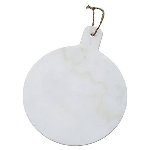 Image of Premier Housewares White Marble Finish Chopping Board/Non Stick Platform Serving Boards/Charcuterie Board With A Handle Hanging Hole With String For Kitchen 25 x 1 x 30
