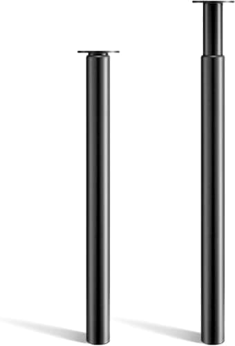 Image of CROWNSHOP 2PCS Table Legs, Adjustable Metal Breakfast Bar Leg, 71-110 cm Height, 60 mm Diameter, Folding Design for Kitchen Worktop, Dining Table (Black, 2PCS)