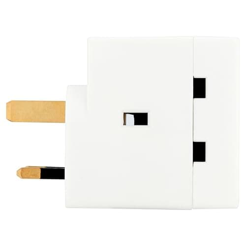Image of Status 3 Way Multi Plug Adaptor, UK Type G Plug, 3 Socket Extension Adaptor for Home or Office, White, Pack of 1 (3WABULK8)