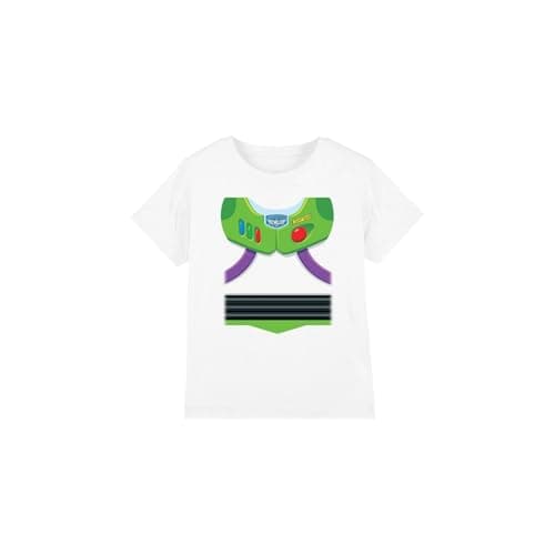 Image of Toy Story Boys Buzz Lightyear Costume Unisex Kids T-Shirt, White, 7-8 Years UK
