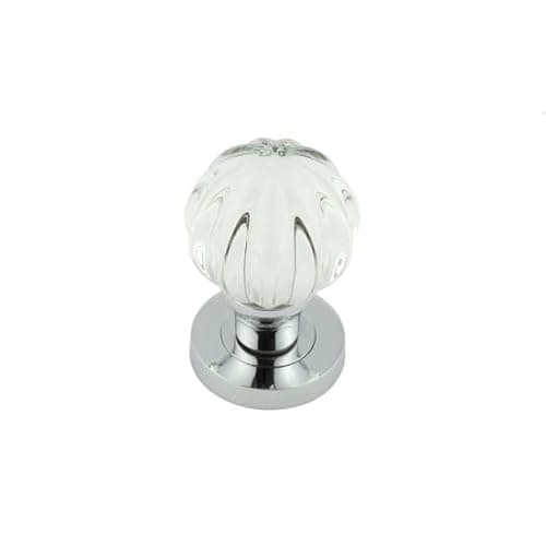 Image of KOOPLES HARDWARE Polished Chrome Glass Pumpkin Mortice Knob – Classic Clear Faceted Door Knob for Internal Mortice Doors – Traditional Vintage Style with Fixings for Period & Modern Interiors