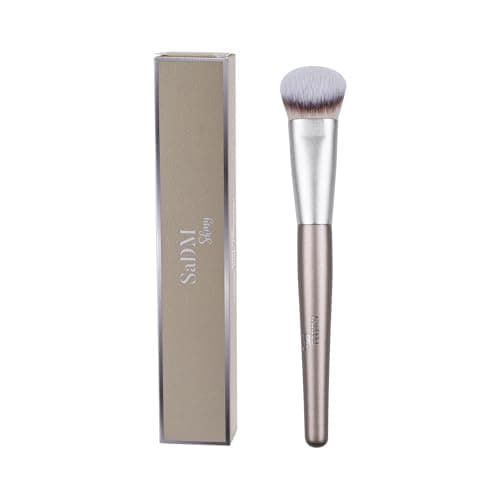 Image of Contoured Makeup Brush - Foundation Blender Brush for Powder, Cream, Contour, Bronzer, Blush Blending & Highlighter - Professional Make Up Brush - Full Face Makeup Brush - Vegan & Cruelty Free