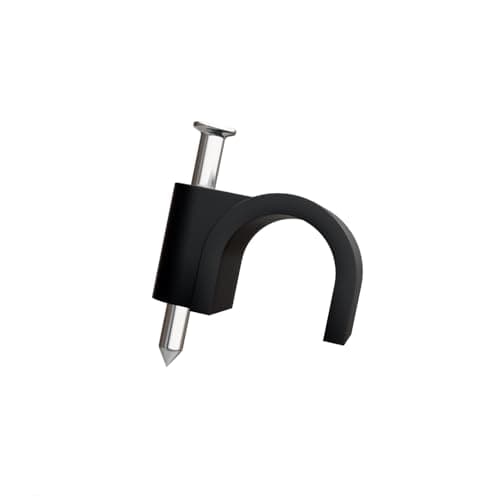 Image of rhinocables Round Cable Clips 100 Pack Cable Management Clamps Wall Tidy Clips 4mm, 5mm, 6mm, 7mm, 8mm Wire for Ethernet, Telephone, TV and other cables (Black, 5mm)