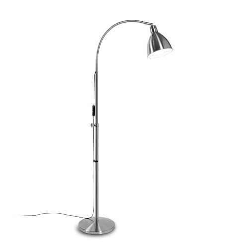 Image of Daylight FlexiVision 2™ LED Floor Lamp – 3,500 Lux, 5 Brightness Levels, 3 Colour Temperatures, 95+ CRI, Flexible Arm & Multi-Swivel Head, Anti-Trip Cable, RNIB Collaboration – Brushed Steel