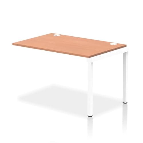 Image of Mr Office Impulse Single Row Bench Desk Extension Kit - 800mm deep, White Frame, Beech, 1200