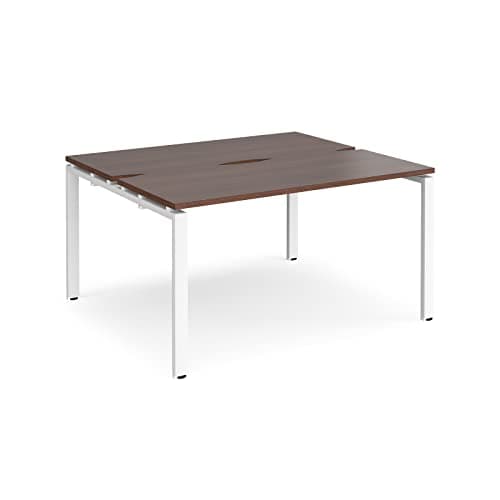 Image of Mr Office Adapt back to back desks 1200mm deep - white frame, Walnut, 1400