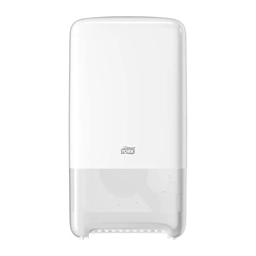 Image of Tork Twin Mid-size Toilet Paper Roll Wall Mounted Dispenser White T6, High Capacity, Elevation Range, 557500