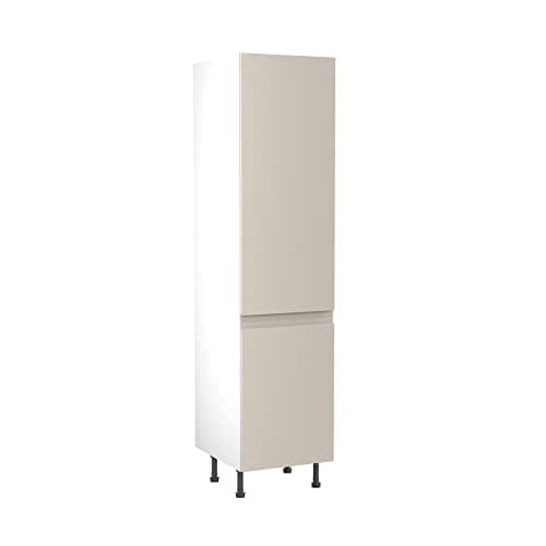 Image of KITCHEN KIT Flatpack Tall Unit - J-Pull Door - Screwless Quick Build Kitchen Cabinet - Larder Unit - 500x2120mm - Light Grey Gloss