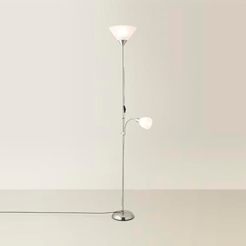 Image of MiniSun | Modern Brushed Chrome 2 Way Parent and Child Floor Lamp | Floor Lamps & Torchieres, Home Décor & Improvement Essential