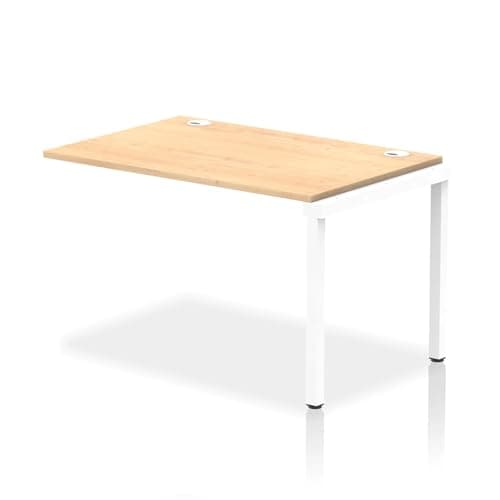 Image of Mr Office Impulse Single Row Bench Desk Extension Kit - 800mm deep, White Frame, Maple, 1200