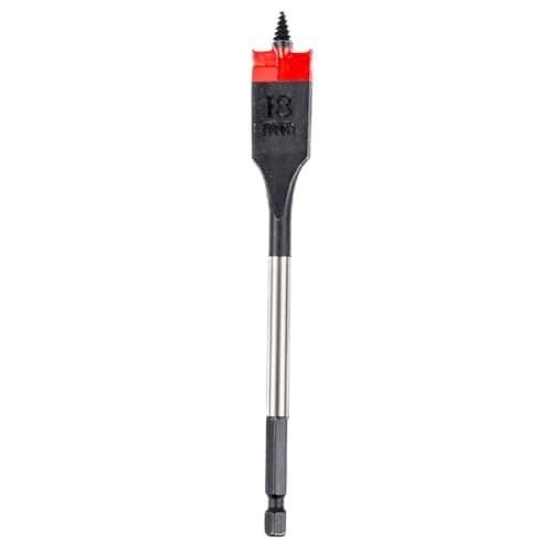 Image of C.K Tools Vorteck Fast Flat Wood Drill Bit 18mm x 152mm, Threaded Self-Driving Tip, Impact Rated 1/4" Hex Quick Lock Shank, Heat Treated Carbon Steel, Wood Plastic Composite CK T2953-18