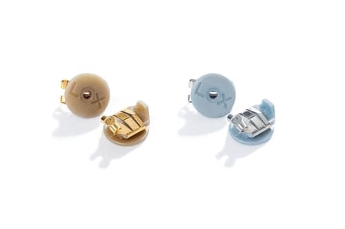 Image of LOX Women's Secure Earring Backs Duo - for All Types of Earrings - Easy to Adjust, Hypoallergenic, Safe and Easy to Use Earring Backs - 2 Pairs - Silver & Gold