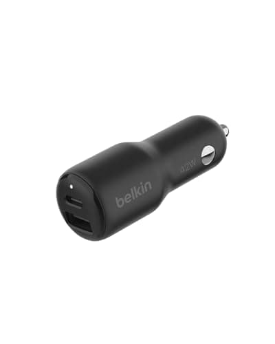 Image of Belkin BoostCharge Dual Car Charger 42W w/Fast Charge USB-C 30W PPS & 12W USB-A Ports for Apple iPhone 16/16 Pro/16 Plus/16 Pro Max, iPhone 15, 14, 13, 12 Series, Samsung Galaxy S24, & More - Black