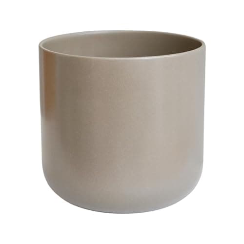 Image of Ivyline Lisbon Greige Planter - Water Resistant - Modern & Decorative Indoor Home House Plant Foliage Flower Pot - 26 x 26cm