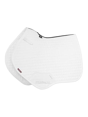 Image of LeMieux Cotton Close Contact Saddle Pad Square - High Wither - Elasticated D-Ring Tabs - White - Small/Medium