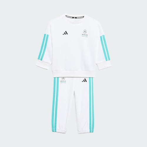 Image of adidas Unisex Baby MERCEDES - AMG PETRONAS FORMULA 1 TEAM DNA BABY JOGGER LONG SLEEVE, white/semi mint rush, 3-6 Months
