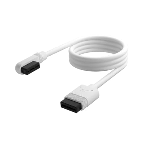Image of Corsair iCUE LINK Slim Cable - 1x 600mm Straight/Slim 90° - White