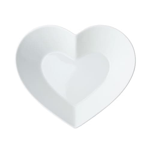 Image of MIKASA Chalk Porcelain Heart-Shaped Bowl, Large Heart Bowl for Snacks and Salads, 21cm | White Serving Dish for Parties and Buffets | Dishwasher Safe & Gift Packaged