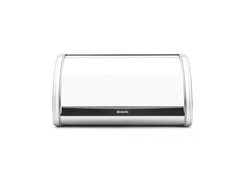 Image of Brabantia - Roll Top Bread Bin Medium- Canister for 1 Loaf of Bread - Extra Storage Space due to Flat Top - Keeps Content Fresh - Kitchen Storage Box - Steel - Brilliant Steel - 31.6 x 26 x 17 cm
