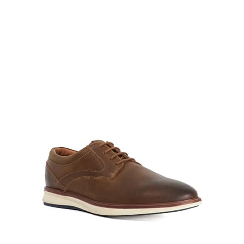 Image of Dune London Mens BRYDON Leather Wide Fit Lace-Up Trainers Size UK 10 Casual Shoes Brown