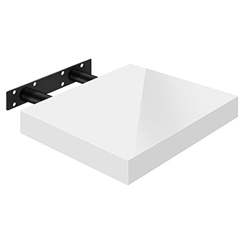 Image of WOLTU High Gloss Floating Shelves,Wall Shelf,CD DVD Storage Corner Shelf, Premium Wooden Shelves for Bedroom LivingRoom kitchen 25x22.9x3.8cm, White, RG9488ws-UK