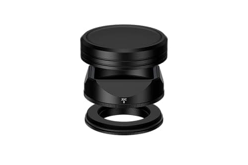 Image of JJC Metal Lens Hood & Cap with Adapter Ring Compatible with Fujifilm X-E5 + XF 23mm F2.8 R WR, XF 27mm F2.8 R WR, XF27mm F/2.8, Bayonet Shade Fits Ф39mm Filter, Replaces Original Fuji LH-XF27 Black