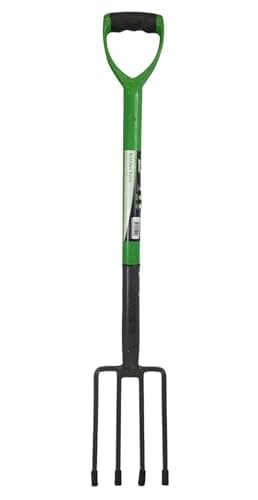 Image of Easy Shopping® Border Fork Carbon Steel with Soft Grip D Handle with 4 prong head Strong Versatile and Durable Heat Treated and Oil Cooled Metal perfect for Gardeners Builder Industrial Work