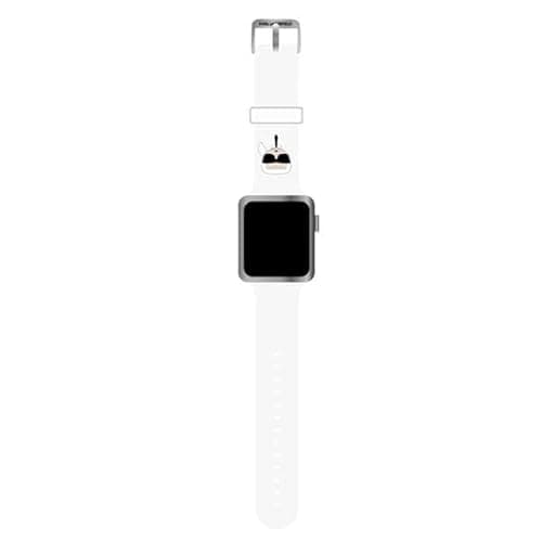 Image of KARL LAGERFELD KLAWMSLKW Strap on Apple Watch 38/40/41 mm White Silicone Karl Heads, L, TPU, Agate