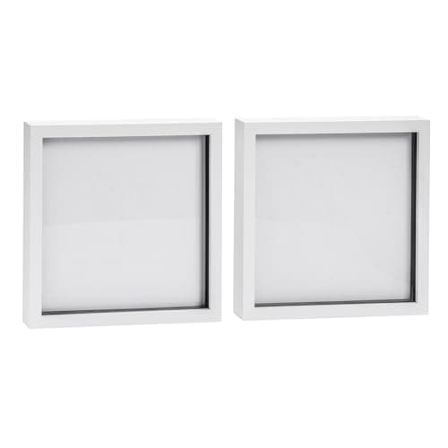 Image of Nicola Spring 3D Shadow Box Photo Frames - 20 x 20 (50 x 50cm) - Pack of 2 - White 3D Photo Frame Picture Frame Box Large Display Case for Object, Crafts, Keepsakes, Wedding, Graduation