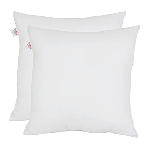 Image of Set of 2-43cm x 43cm Odd Size Hollowfibre Cushion Pads New White Inners Stuffer Square Pillow Insert Sofa Throw Hypoallergenic (Pack of 2 | 17" x 17")