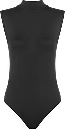Image of BODYWEAR LTD - Women Sleeveless Turtle Neck Bodysuit Leotard – Comfortable Fit – Performance Wear - Dance Class Essential – Ballet, Gymnastics, Dance, Clubbing (Black, UK Size S/M)