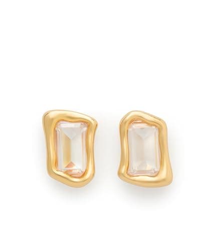 Image of Kate Spade New York Molten Glass Statement Studs, Clear/Gold