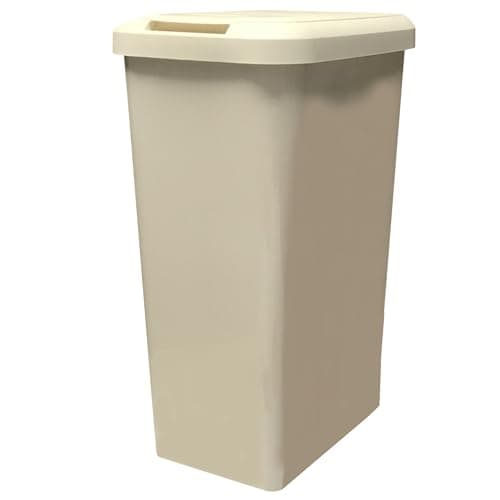 Image of KetoPlastics Kitchen Bin Touch and Lift Rectangle Swing Bin as a Kitchen Waste Rubbish Recycle Bin 45L - Cream