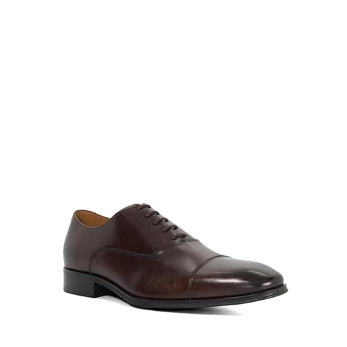 Image of Dune London Mens Solver Wide Fit Leather Oxford Lace-Ups Size UK 9 Oxford Shoes Brown