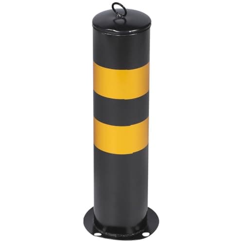 Image of 50cm Black Yellow Park Poller with Base - Reflective Safe Post for Driveway Ber and Ga Parking Aid