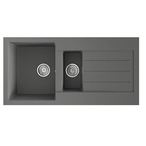 Image of Liquida ELL15GR 1.5 Bowl Comite Reversible Inset Grey Kitchen Sink with Wastes
