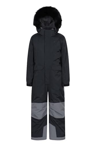 Image of Mountain Warehouse Piste Kids Waterproof Parka Snowsuit Black Kids Size 11-12 Years