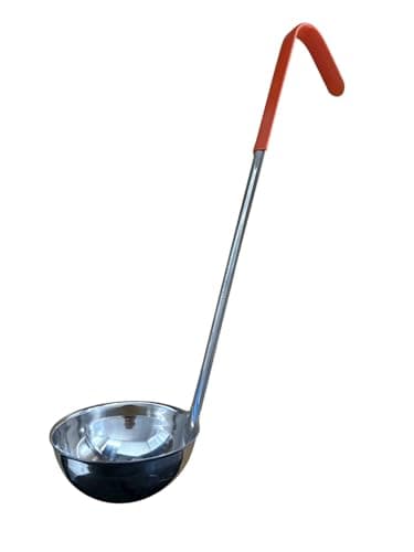 Image of CateringBase Ltd Colour Coded Soup Ladle, Stainless Steel with Orange Handle, 1oz-8oz Portion Control (8 oz)