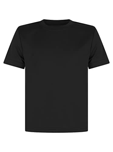 Image of Athletic Sportswear Kids T Shirts Football Tops Gym Boys Girls School P.E Sports Fitness Running Top T-Shirt (11-12 Years, Black)