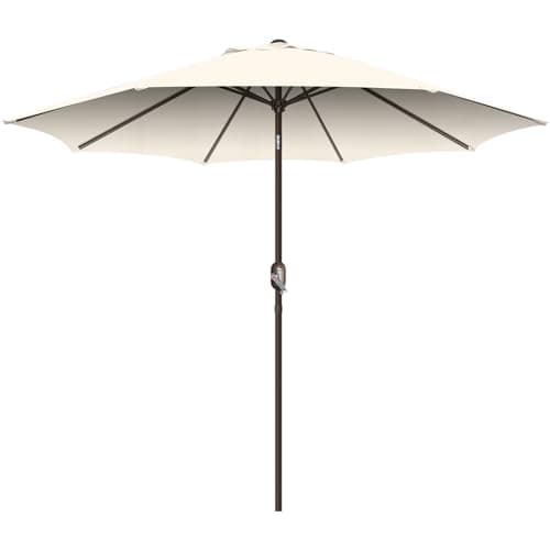 Image of Mansader 2.7M Garden Parasol Umbrella, UV Protect Patio Umbrella with Push Button Tilt & Crank Handle Cream