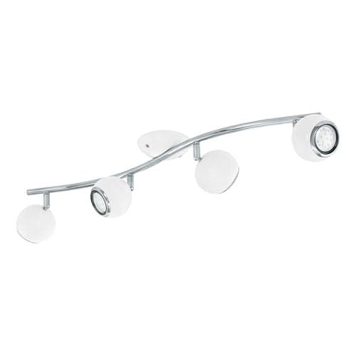 Image of Eglo LED Ceiling Light Bimeda, 4-Light Ceiling Fixture, Metal Ceiling Spotlight in White and Chrome, Living Room Lamp, Spots with GU10 Bulbs, Warm White