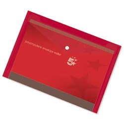 Image of 5 Star Envelope Wallet Polypropylene A4 Translucent Red [Pack 5]