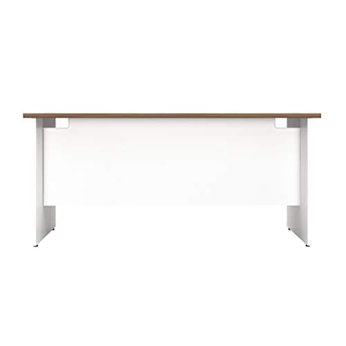 Image of Office Hippo Heavy Duty Rectangular Office Desk with Panel Ends, 160 x 80 x 73 cm, White Legs, Dark Walnut Top